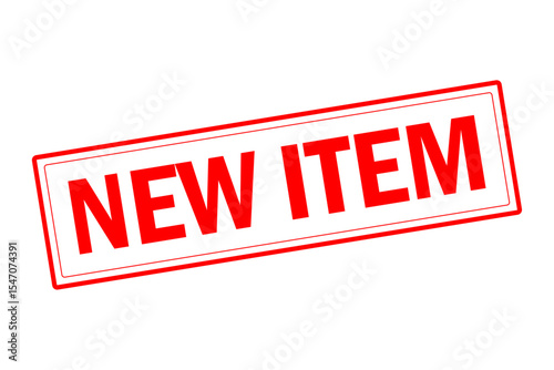 NEW ITEM - NEW ITEM text written on Red Rubber Stamp 
