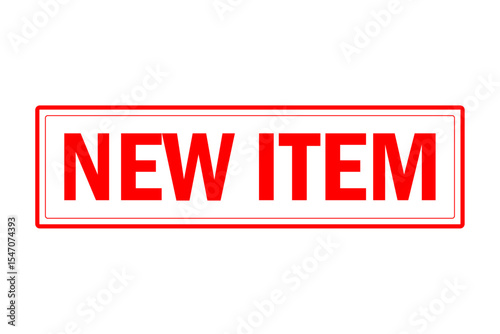 NEW ITEM - NEW ITEM text written on Red Rubber Stamp 
