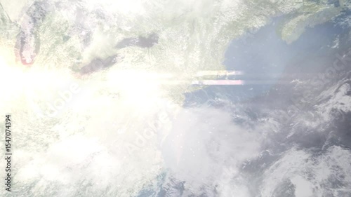 Earth zoom in from space and focus on Trenton, New Jersey, USA. Background for travel intro or blog. Satellite view. 3D style Animation. Images from NASA.