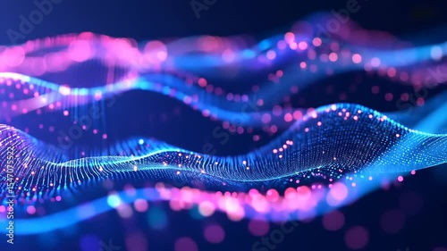 Abstract digital waves with vibrant colors creating a mesmerizing visual effect in a tech-inspired background