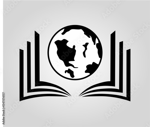 world graduation book logo vector black color abstract outline