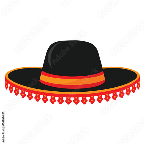 Traditional Spanish hat illustration. Cultural symbol vector for flamenco and Iberian themes.