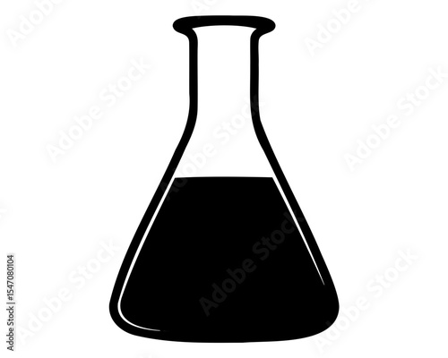 Laboratory beaker icon, Lab flask silhouette vector, beaker icon silhouette