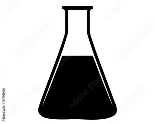 Laboratory beaker icon, Lab flask silhouette vector, beaker icon silhouette