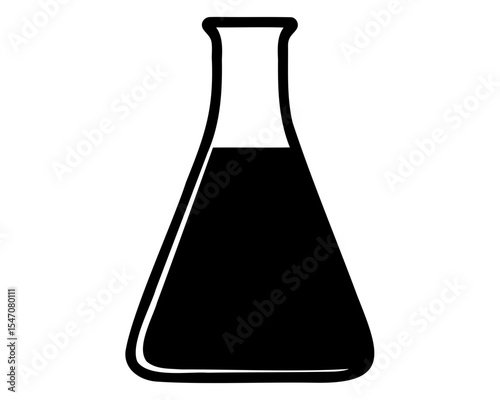 Laboratory beaker icon, Lab flask silhouette vector, beaker icon silhouette