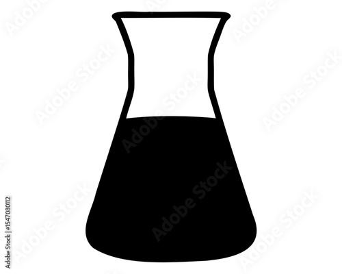 Laboratory beaker icon, Lab flask silhouette vector, beaker icon silhouette