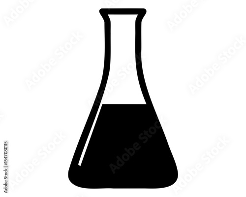 Laboratory beaker icon, Lab flask silhouette vector, beaker icon silhouette