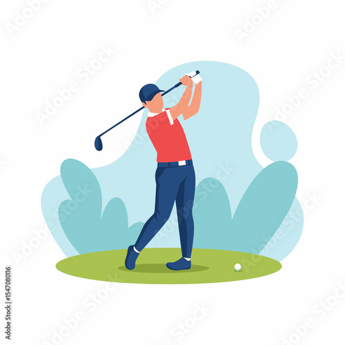 Golf Player Swinging Club Sport and Outdoors Activity