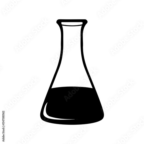 Laboratory beaker icon, Lab flask silhouette vector, beaker icon silhouette