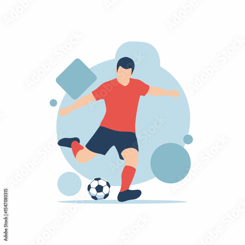 Soccer Player Kicking Ball in Action Competitive Sport