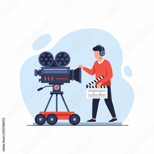 Film Director on Set Shooting a Movie