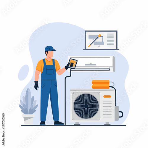 Air Conditioner Repairman Inspecting System with Tablet for Maintenance