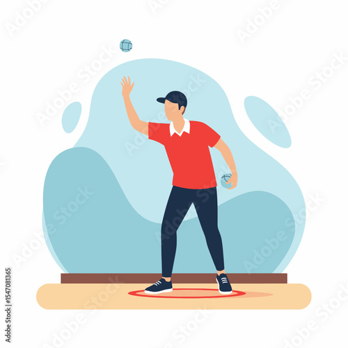 Bocce Ball Player Preparing to Throw Ball in Game