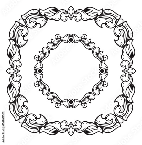 Vintage Baroque Frame Decorative Design Element, Vector Illustration