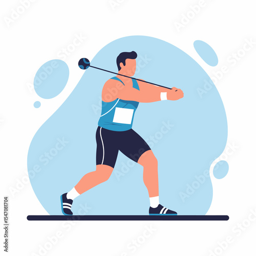Hammer Throw Athlete Preparing for Championship Performance In Training
