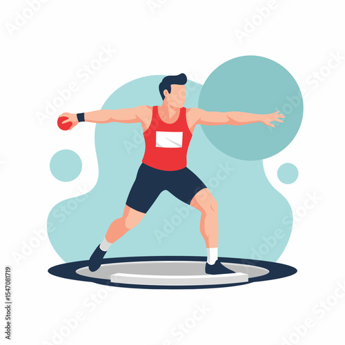 Shot Put Athlete Preparing to Throw with Determination and Focus