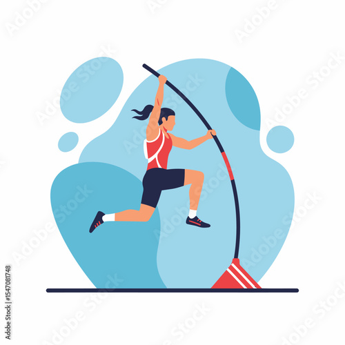 Athlete Vaulting High with Pole in Athletic Competition