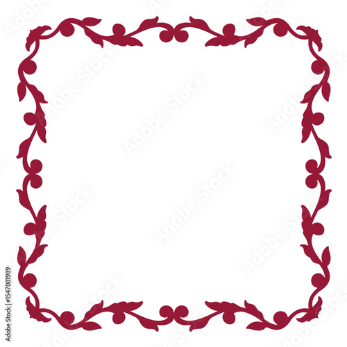 Red border frame deco. Vector art simple line corner signboard