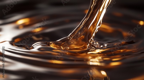 gourmet liquid pour macro shot, rich chocolate stream, reflective surface ripples, fluid motion capture, sensual food photography, warm brown tones, artistic abstract background, studio lighting