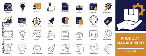 Product Management Icons Planning, Development, Strategy, Workflow 