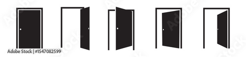 doors icon set, open door, close door, ajar doors icon. door icon set collection. door vector illustration. collection of doors icon