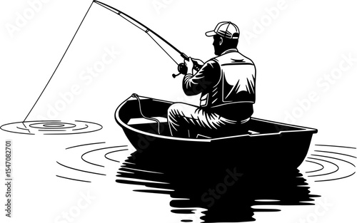  fishing on a small boat in the middle of a calm lake