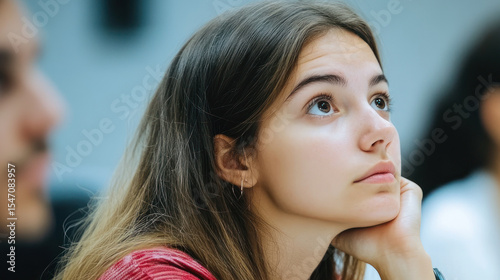 Young woman listening intently