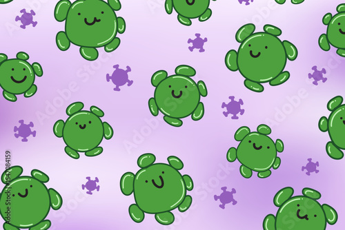 Virus Corona background pattern. hand drawn seamless pattern. Virus Corona background for fabric design, textile print, wrapping paper, cover. Vector illustration.