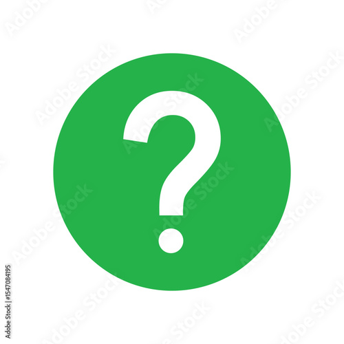 Green question mark vector. Flat icon for help, info, and user manual symbols.