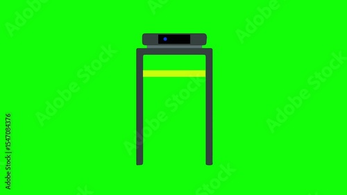 Airport security scanner and metal detector on green screen animation (Chroma key)