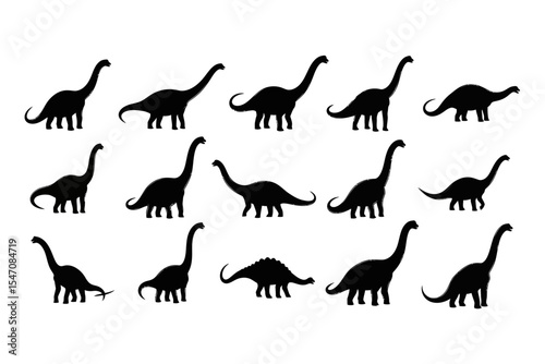 Dinosaur Silhouettes Seamless Pattern on White Background