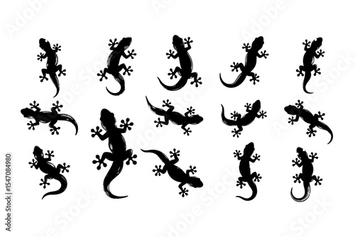 Lizard Silhouette Seamless Pattern Reptile Design Illustration