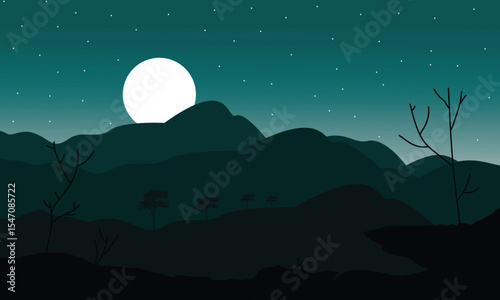 night landscape with moon