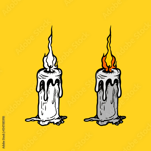 burning candles on a white background