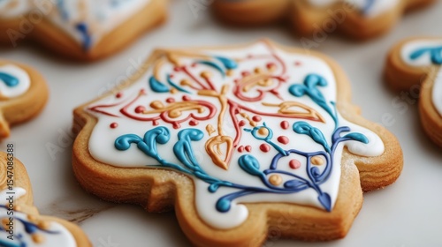 Beautifully Decorated Sugar Cookies with Intricate Floral Design