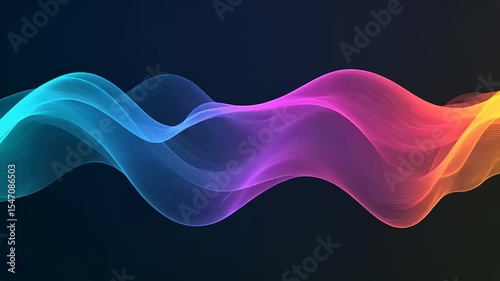 Colorful abstract wave pattern flowing across a dark background, creating a dynamic visual effect
