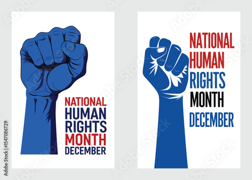 Powerful Blue Fist Illustration For National Human Rights Month Awareness Campaign In December

