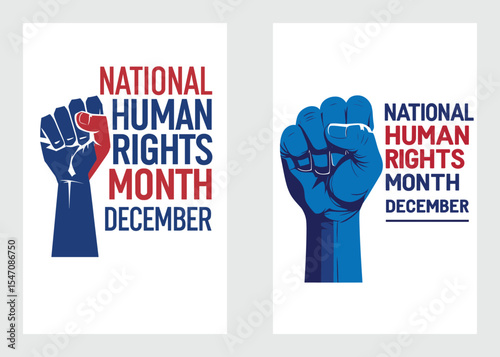 Minimal Style Poster With Raised Blue Fist For Human Rights, Freedom, And Social Change Message

