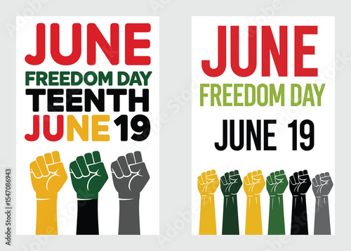 Juneteenth June Nineteenth Protest Poster With Fists And Pan African Colors

