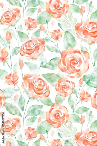 Fototapeta Naklejka Na Ścianę i Meble -  Rose flower background, watercolor graphic