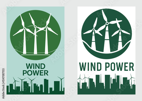 Modern Wind Turbine Poster Design For Clean Renewable Green Energy Promotion

