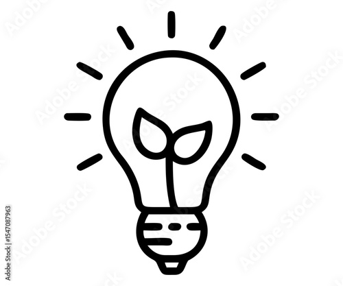 A eco idea bulb icon bold outline vector illustration design