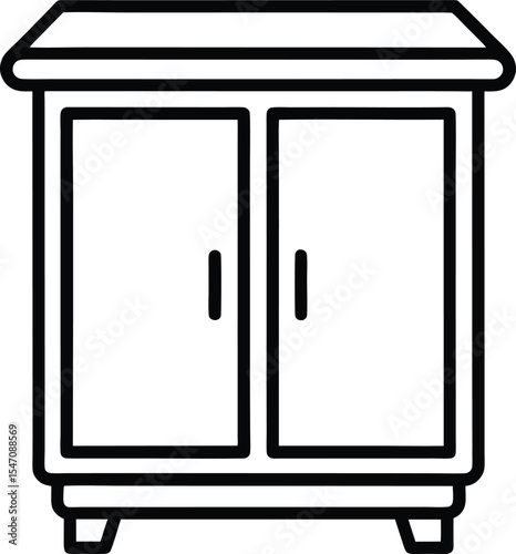 Minimalist Cabinet Illustration with Hinges.