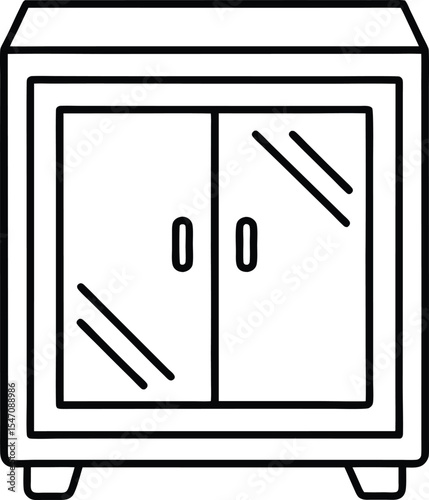 Modern Cabinet Icon with Hinge Detail.