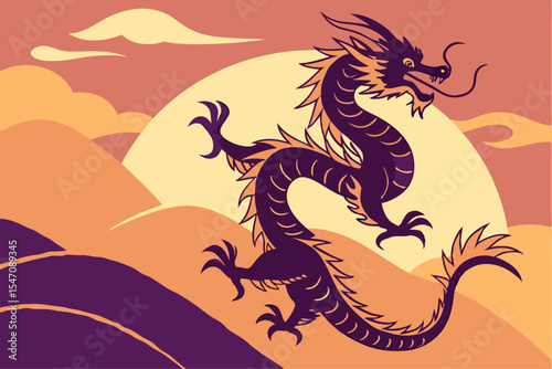 Spirit of the East: Silhouetted Chinese Dragon