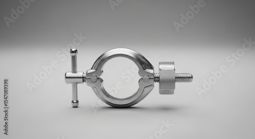 Sleek and Polished Chrome Clamp Featuring a Nut and Bolt for Mechanical Precision