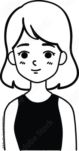 Shy Girl Avatar with Blushing Cheeks.