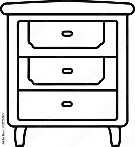 Short Cabinet with Three Drawer Outline.