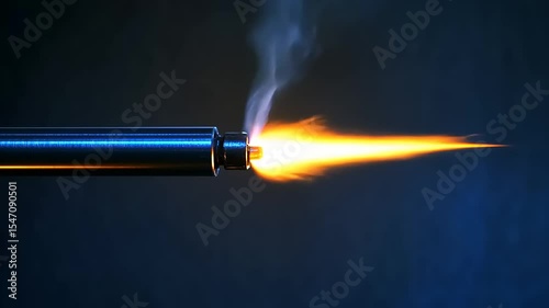 Close-up of a gas torch emitting a vibrant flame against a dark background, showcasing precision in use