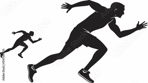 High contrast black silhouettes of two athletes in a competitive race with transparent or isolated white backgrounds
High contrast black silhouettes of two athletes in a competitive race with transp

